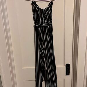Black and White Striped Jumpsuit